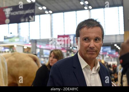 President of Debout la France Nicolas Dupont-Aignan visits the 56th International Agriculture Fair in Paris, France on February 26, 2019. Photo by Patrice Pierrot/Avenir Pictures/ABACAPRESS.COM Stock Photo