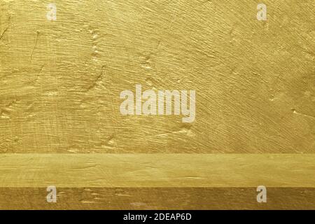 Golden table studio background. with copy space of content design for advertise product, web, banner. Stock Photo