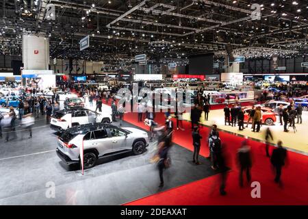 Atmosphere during the 89th International Geneva Motor Show held at Palexpo Convention Center in Geneva, Switzerland on March 05, 2019. Photo by Loona/ABACAPRESS.COM Stock Photo