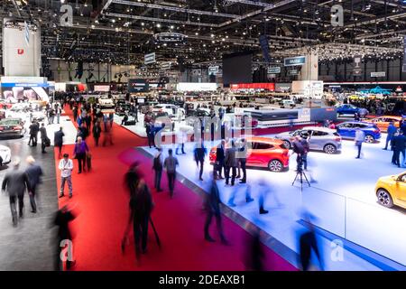 Atmosphere during the 89th International Geneva Motor Show held at Palexpo Convention Center in Geneva, Switzerland on March 05, 2019. Photo by Loona/ABACAPRESS.COM Stock Photo