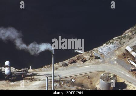 1970s Photo (1973) -  Smokestacks of the Bethlehem Steel plant on the shore of Lake Erie just below Buffalo Stock Photo