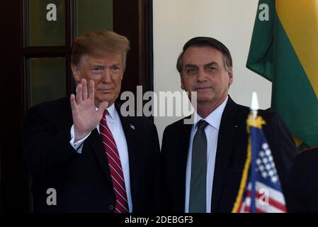 US President Donald Trump welcomes Brazilian President Jair Bolsonaro to the White House in Washington, D.C., U.S., on Tuesday, March 19, 2019.Photo by Olivier Douliery/ABACAPRESS.COM Stock Photo