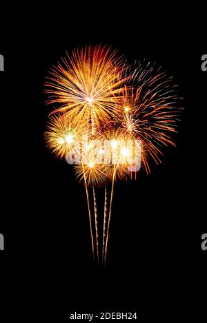 Group of beautiful sparkling vivid fireworks in celebration night Stock Photo