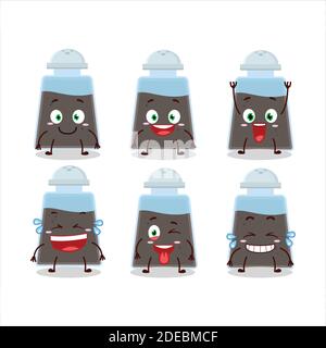 Cartoon character of black pepper shake with smile expression. Vector illustration Stock Vector