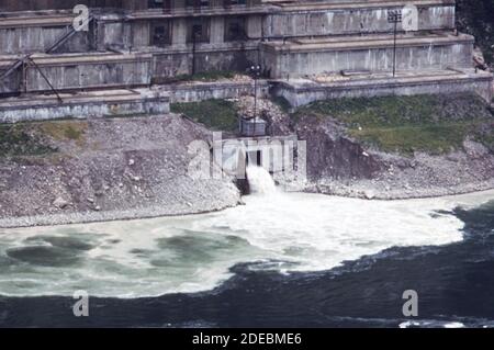 1970s Photo (1973) -  Outfall from the city of Niagara Falls sewage treatment plant pours into the Niagara River below the falls Stock Photo