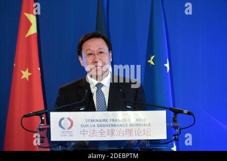 Wang Xiaohui speaks during the Franco-Chinese seminar on global ...