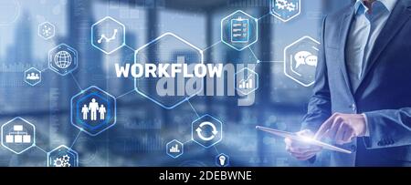 Automation of business workflows. Work process Stock Photo