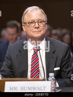 Robert Sumwalt, Chairman, National Transportation Safety Board (NTSB) testifies before the United States Senate Committee on Commerce, Science, and Transportation Subcommittee on Aviation and Space, during a hearing titled, 'The State of Airline Safety: Federal Oversight of Commercial Aviation' to examine problems with the Boeing 737 Max aircraft highlighted by the two recent fatal accidents. Washington, USA on March 27, 2019. Photo by Ron Sachs/CNP/ABACAPRESS.COM Stock Photo