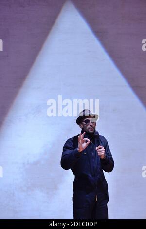 JR attending the 'JR au Louvre & Le Secret de la Grande Pyramide ...