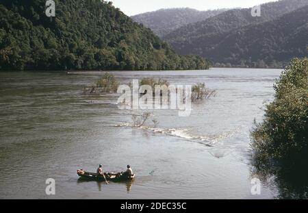 1970s Photo (1973) -  The mouth of the Kanawha River at Gauley Bridge. Stock Photo