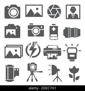 Photo icons set on white background Stock Vector