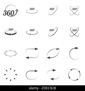 Set of objects on the theme of angle 360 degrees sign Stock Vector