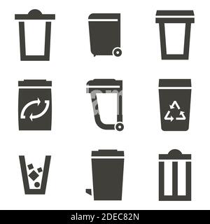 Set of objects on the theme of basket, garbage Stock Vector