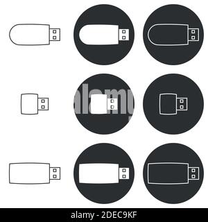 Set of objects on the theme of flash drive Stock Vector