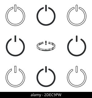 Set of objects on the theme of button power Stock Vector