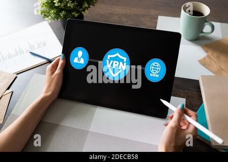 VPN - Virtual perivate network. Internet conncetion privacy concept Stock Photo