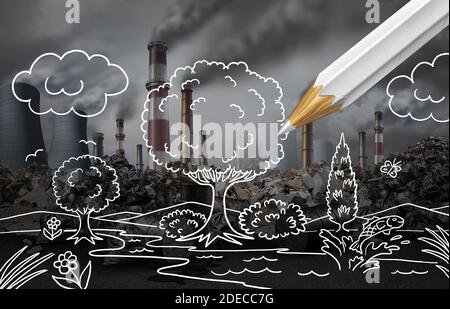 Environmental pollution concept. Plant on planet Earth. 3d illustration  Stock Photo by ©urfingus 304689156
