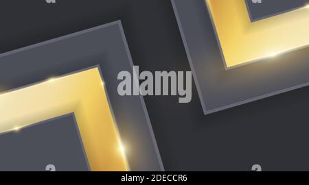 Abstract triangle gold on dark gray metal design modern futuristic background vector illustration. Stock Vector