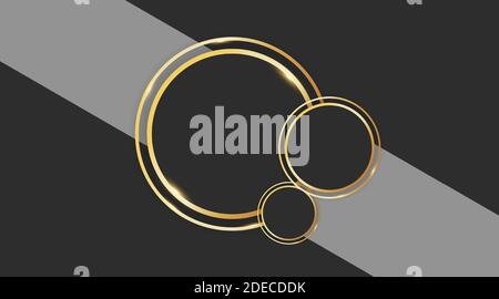 Abstract circle vector design with gold ring on gray background Stock Vector