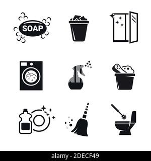 https://l450v.alamy.com/450v/2decf49/set-of-black-vector-icons-isolated-against-white-background-flat-illustration-on-a-theme-cleaning-the-house-2decf49.jpg