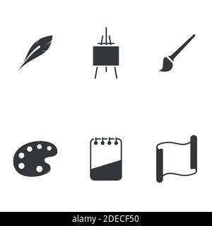 Set of black vector icons, isolated against white background. Flat illustration on a theme Art Stock Vector