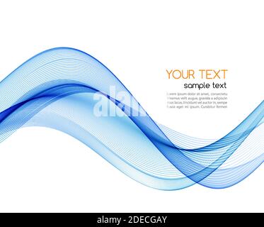 Vector blue abstract wave design element. Smoke lines Stock Vector