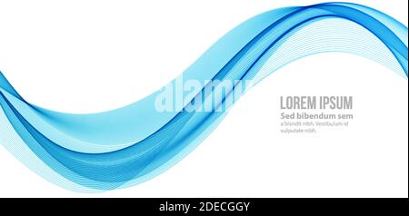 Vector blue abstract wave design element. Smoke lines Stock Vector
