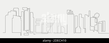 City landscapes line vector illustration Stock Vector
