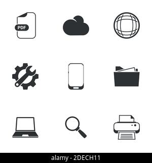 Icons for theme Technology. White background Stock Vector