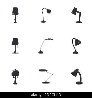 Vector illustration on a theme Lighting and table lamps. White background Stock Vector