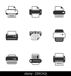 Icons for theme Printer. White background Stock Vector