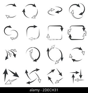 Circle arrows icons on white background Stock Vector