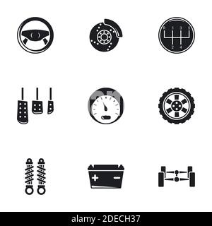 Icons for theme car details. White background Stock Vector