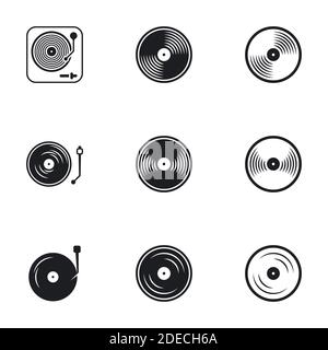 Icons for theme vinyl. White background Stock Vector