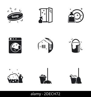 Icons for theme House Cleaning. White background Stock Vector