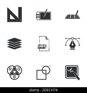 Vector illustration on technology and computer drawing tools on a computer. Stock Vector