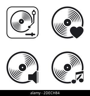 Icons for theme vinyl. White background Stock Vector