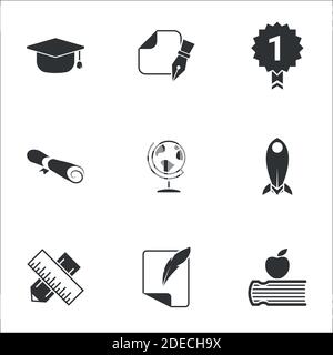 Icons for theme Education, study. White background Stock Vector