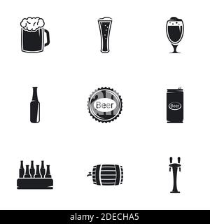 Icons for theme beer. White background Stock Vector