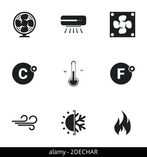 Icons for theme air conditioning. White background Stock Vector