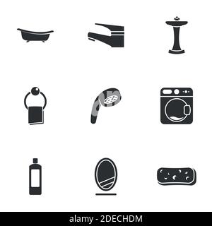 Icons for theme bathroom. White background Stock Vector