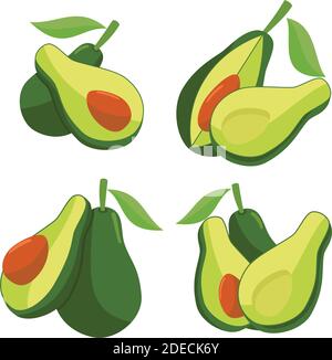 Avocado Flat Design Fruit Illustration Sign Stock Vector
