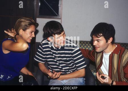 Sarah Cracknell, Bob Stanley and Pete Wiggs of Saint Etienne during an interview in the Warner Bros. Office. London, 09/24/2020 | usage worldwide Stock Photo