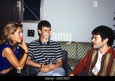 Sarah Cracknell, Bob Stanley and Pete Wiggs of Saint Etienne during an interview in the Warner Bros. Office. London, 09/24/2020 | usage worldwide Stock Photo