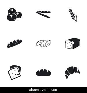Icons for theme Bread. White background Stock Vector