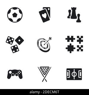 Icons for theme games, vector, icon, set. White background Stock Vector