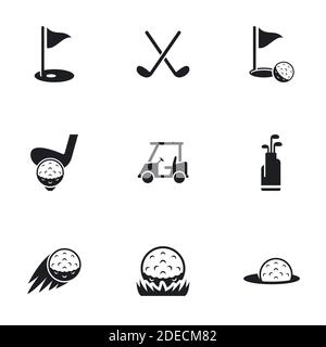 Icons for theme golf, vector, icon, set. White background Stock Vector