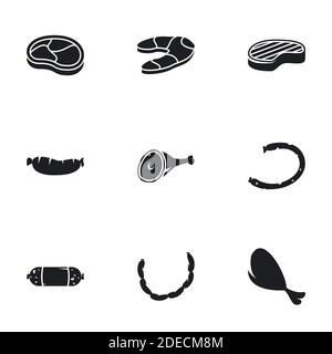 Icons for theme Meat. White background Stock Vector