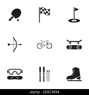 Icons for theme sport vector, icon, set. White background Stock Vector