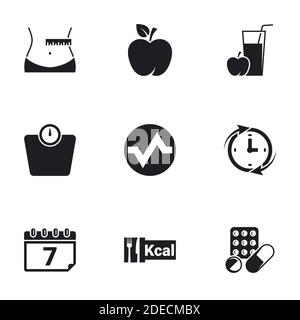 Icons for theme Diet. White background Stock Vector